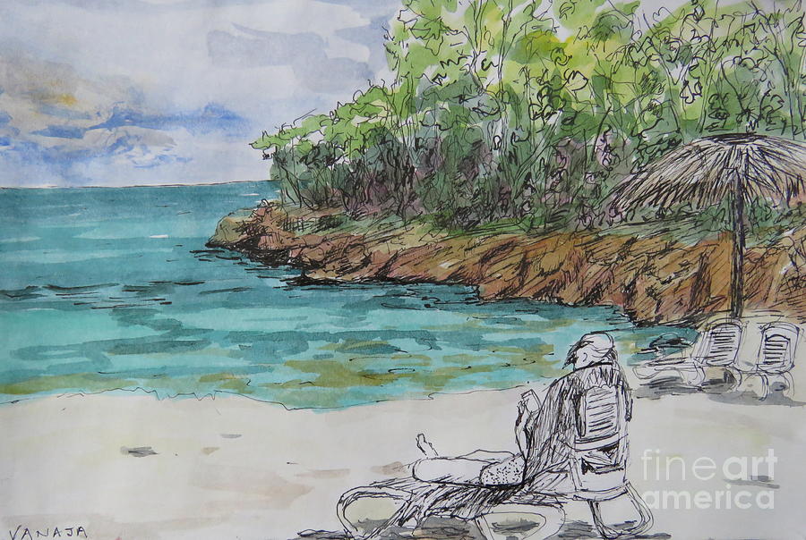 Beach Scene - 5 Painting by Vanajas Fine-Art