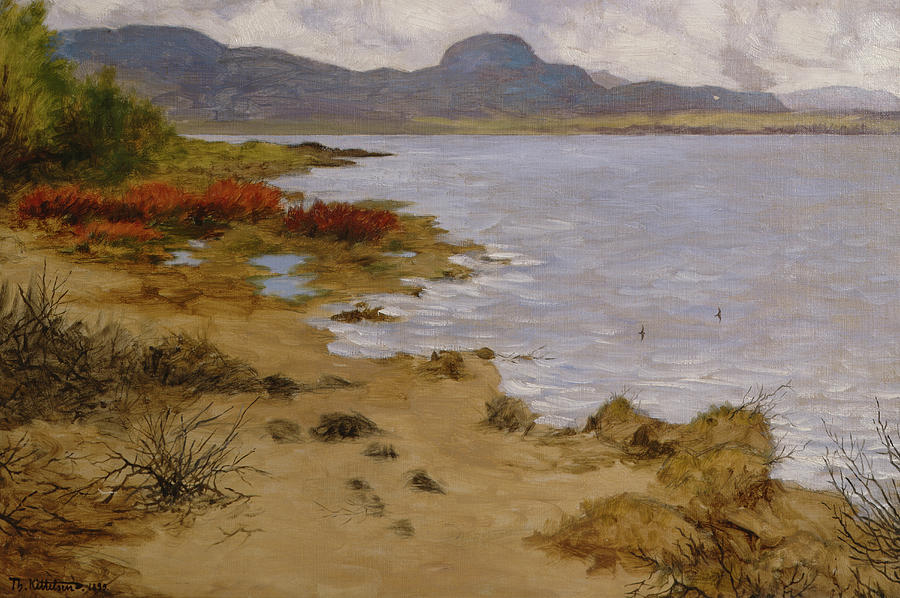 Beach section at Soneren, Andersnatten, 1899 Painting by O Vaering by Theodor Kittelsen