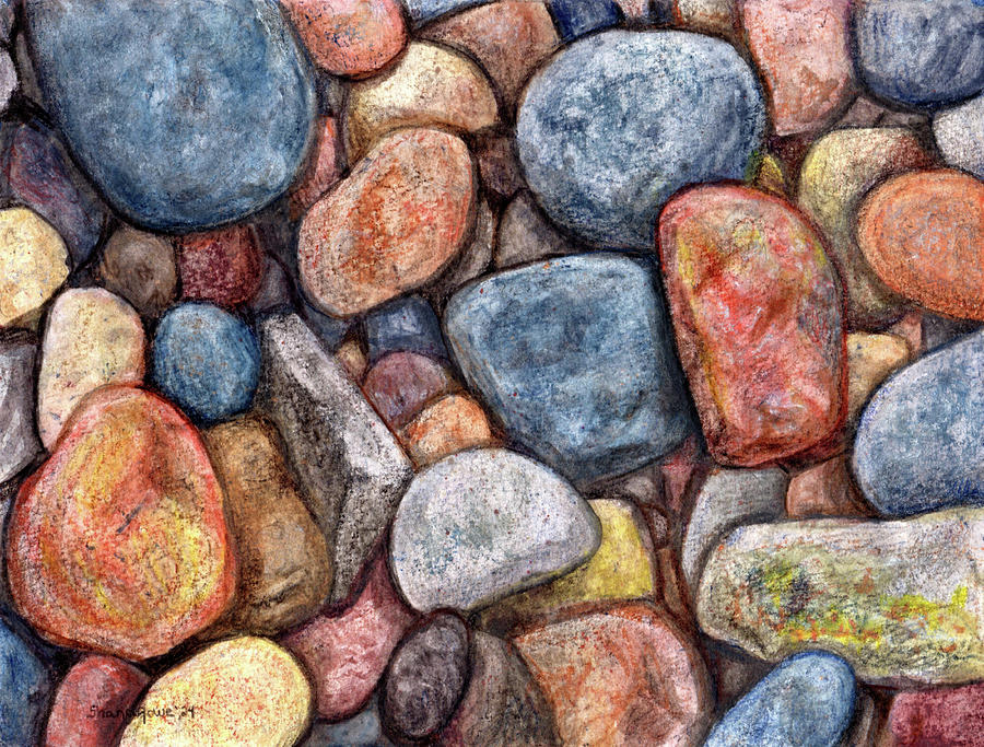 Beach Stones Drawing by Shana Rowe Jackson
