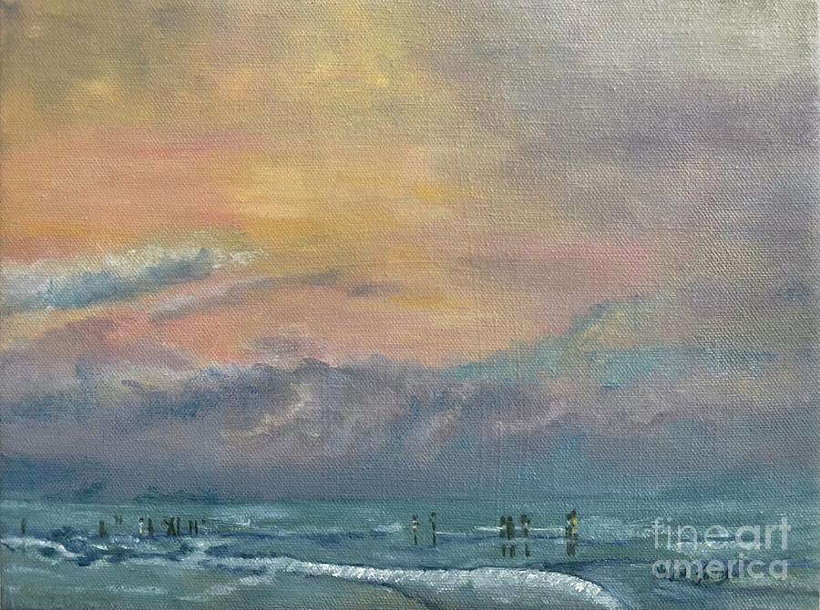 Beach Storm Clouds B Painting by Marilyn Nolan-Johnson