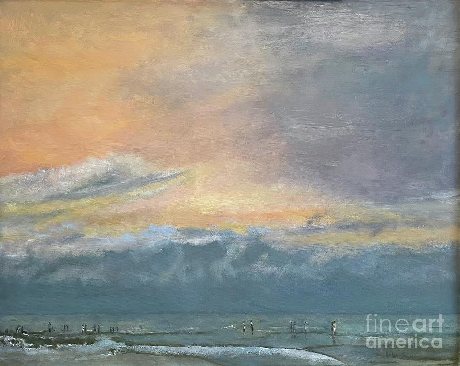Beach Storm Clouds A Painting by Marilyn Nolan-Johnson