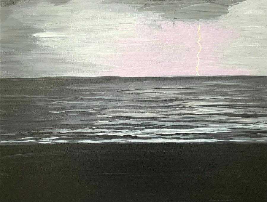 Black And White Painting - Beach Storm by Natalia Ciriaco