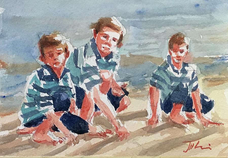 Beach Stripes Painting by Judith Levins