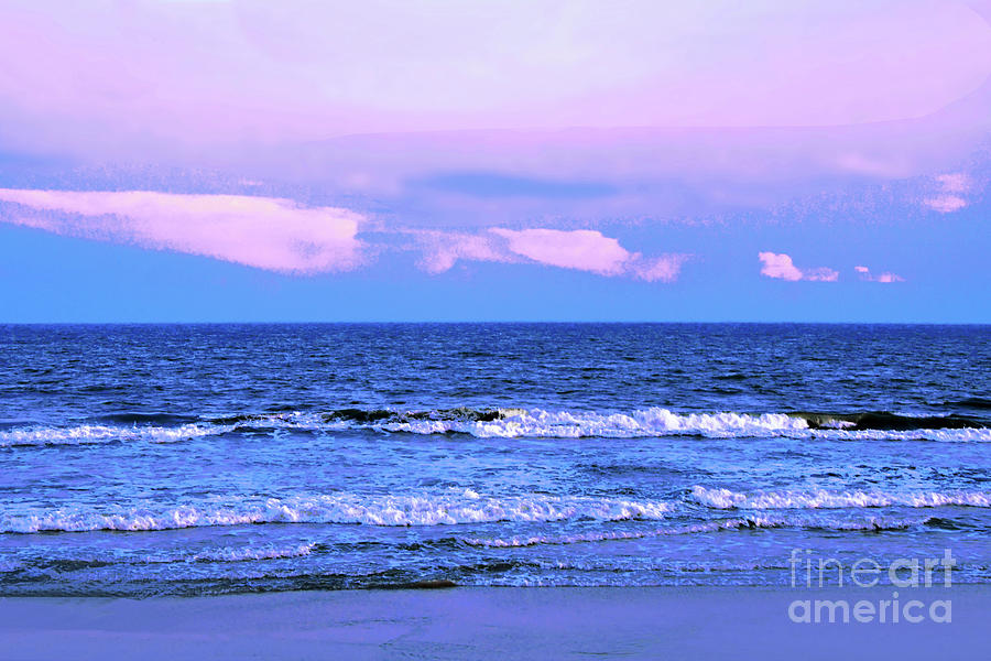 Beach Sundown In Blue And Pink Photograph