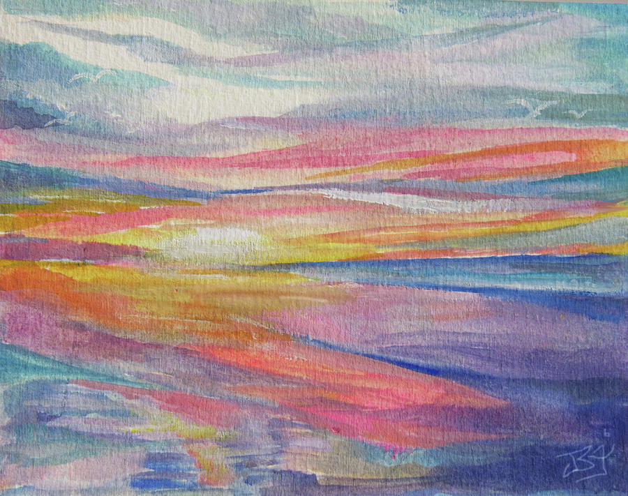 Beach Sunrise Painting by Jean Batzell Fitzgerald