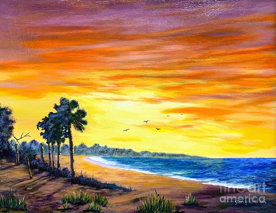 Beach Sunrise Painting by Jerry Walker