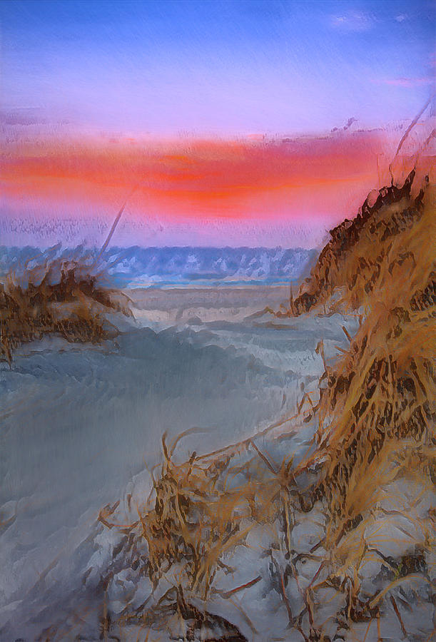 Beach Sunrise Sand Dunes Sea Oats  DecorArt Photograph by Dan Carmichael