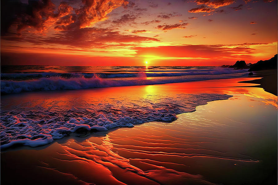 Beach Sunset 01 Digital Art by Matthias Hauser