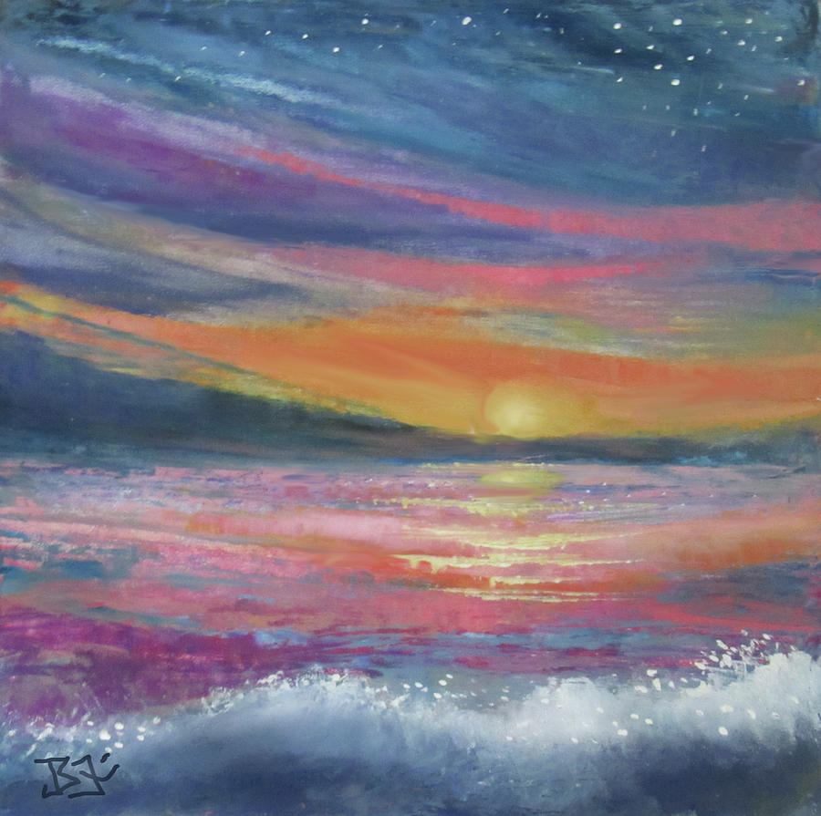 Beach Sunset Painting by Jean Batzell Fitzgerald