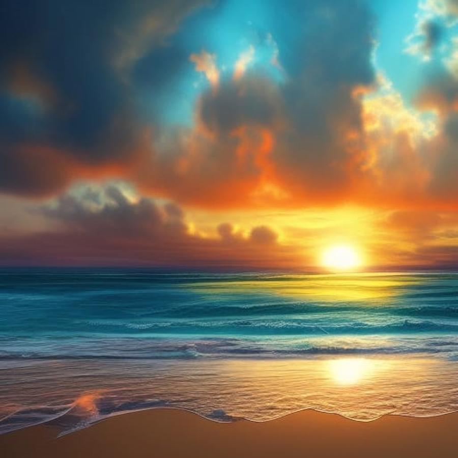 Beach Sunset Digital Art by Michael Galvin - Pixels