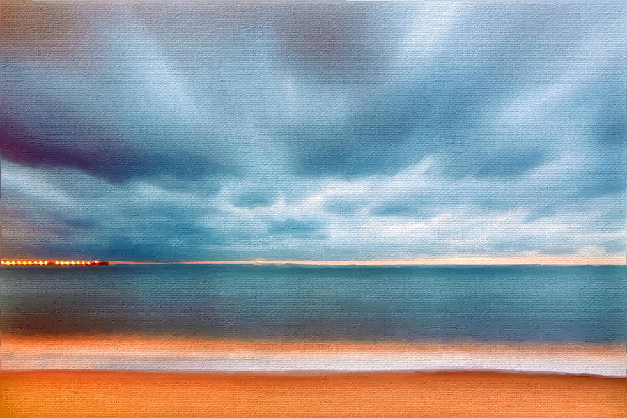 Beach Sunset Ocean Sea Landscape Sky Soft Painting by Tony Rubino