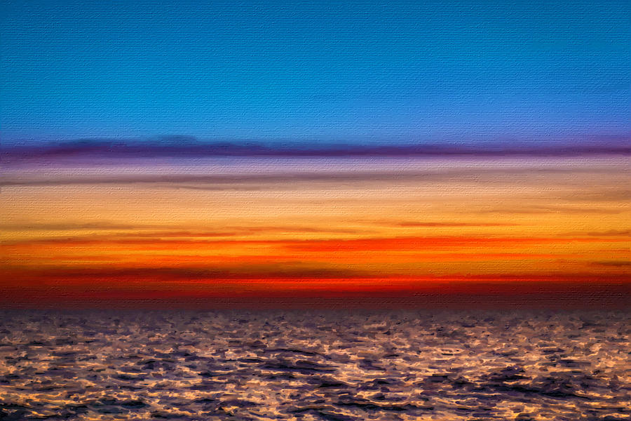 Beach Sunset Ocean Sea Landscape Sky Painting by Tony Rubino