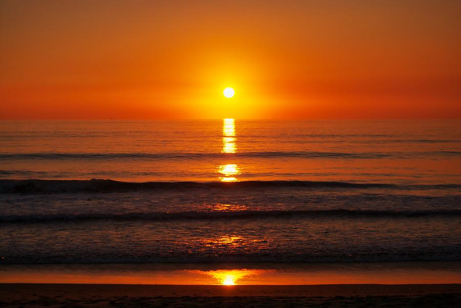 Beach Sunset Over Ocean Horizon I Photograph by Marco Sales