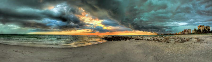 Beach Thunderstorm Panorama Photograph by Carolyn Hutchins