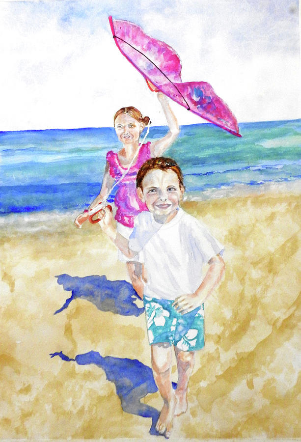 Beach Time Painting by Barbara F Johnson