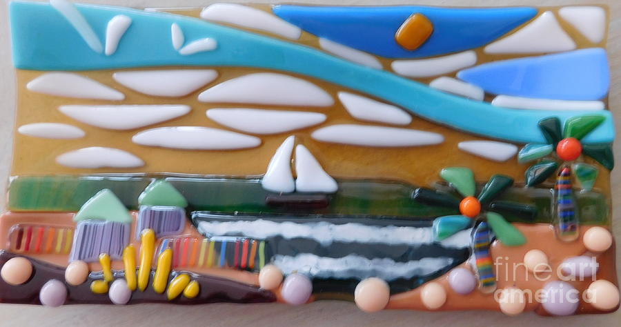 Beach Time Glass Art by Joan Clear