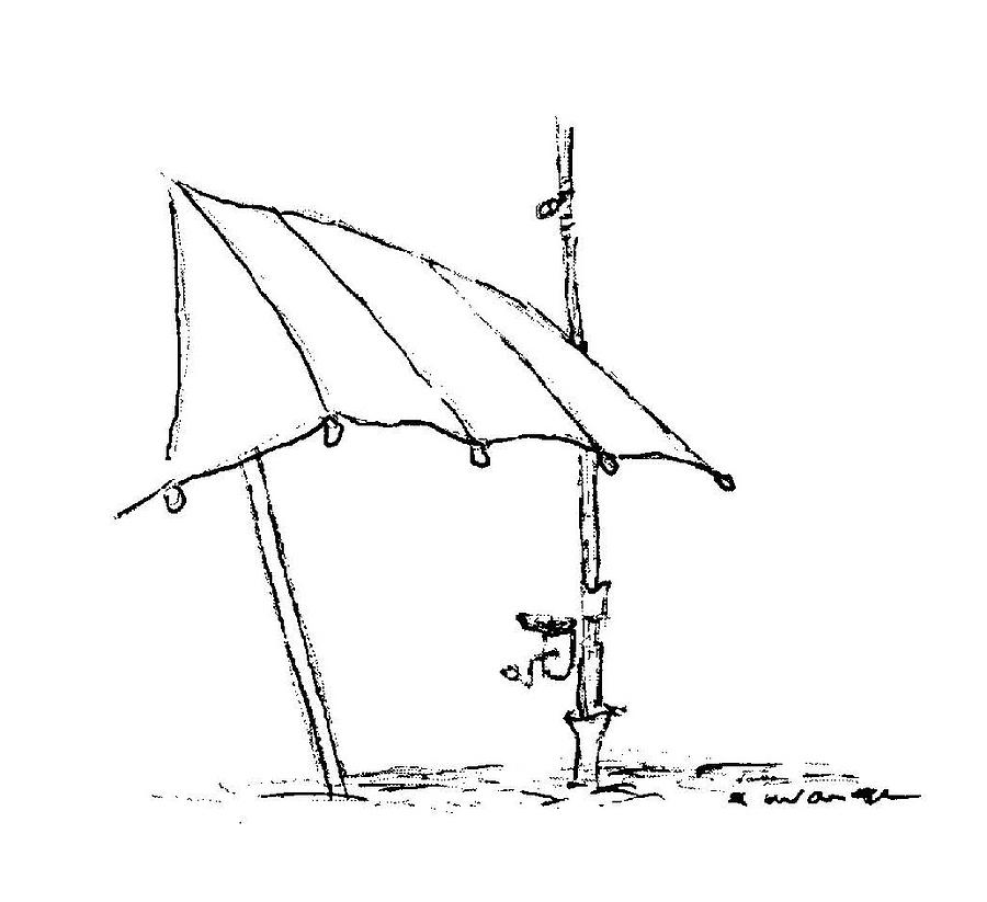 Beach Umbrella and Fishing Pole Drawing by Joe Savarese - Fine Art America
