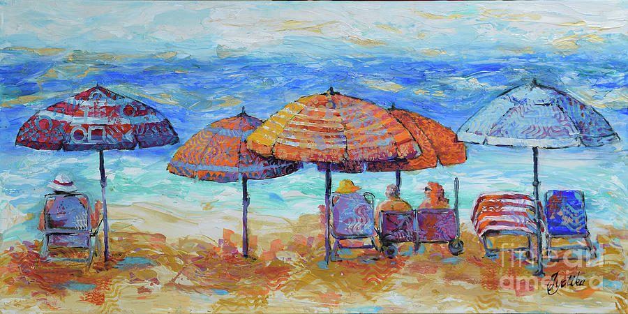Beach Umbrellas Painting by Jyotika Shroff