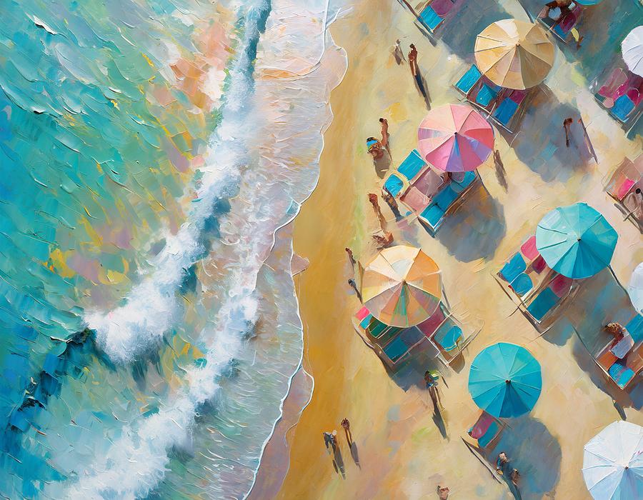 Beach Umbrellas No. 1 Mixed Media by Susan Rydberg
