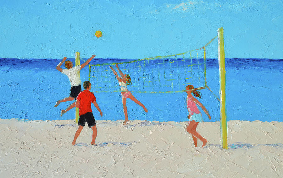 Beach Volleyball Painting by Jan Matson