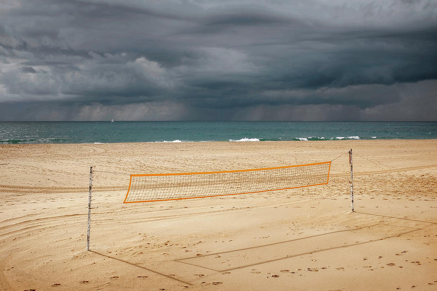 Beach Volleyball net at Dusk Photograph by Carlos Caetano