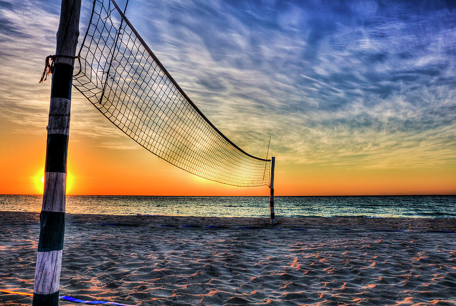 Beach Volleyball Net At Sunset by Paul Thompson