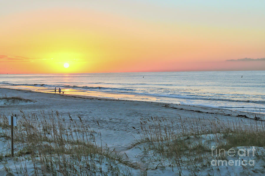 Beach Walk at Sunrise - Ocean Isle Beach North Carolina Photograph by Kerri Farley