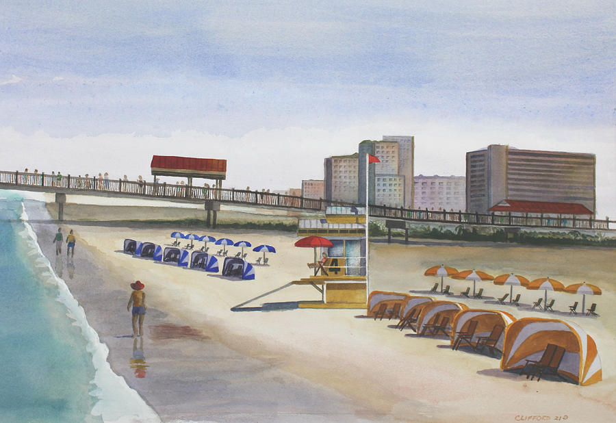 Clearwater Painting - Beach Walk Pier by Cory Clifford Clearwater Painting - Beach Walk Pier by Cory Clifford