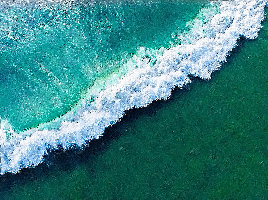 Beach Wave Ocean Sea Landscape Above Painting by Tony Rubino