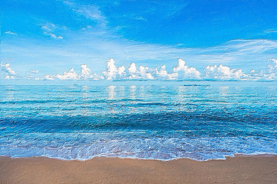 Beach Wave Ocean Sea Landscape Painting by Tony Rubino