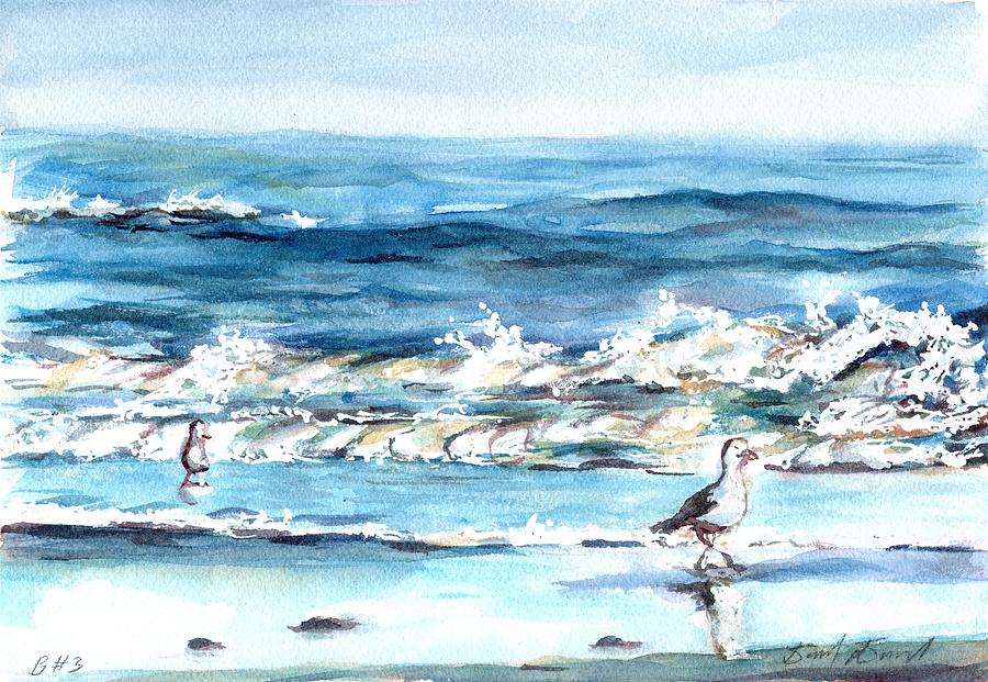 Beach with Gulls #3 Painting by David Dorrell
