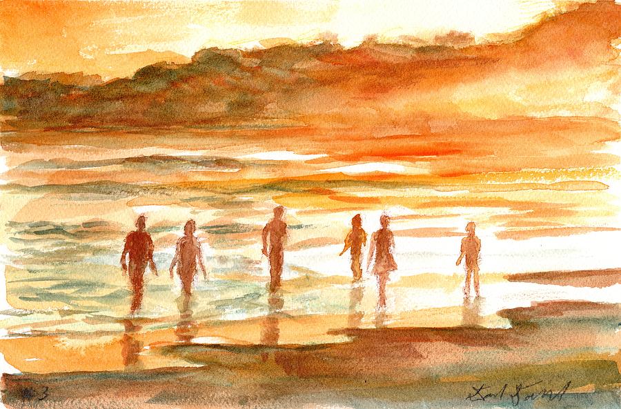 Beach With People 3 Painting by David Dorrell