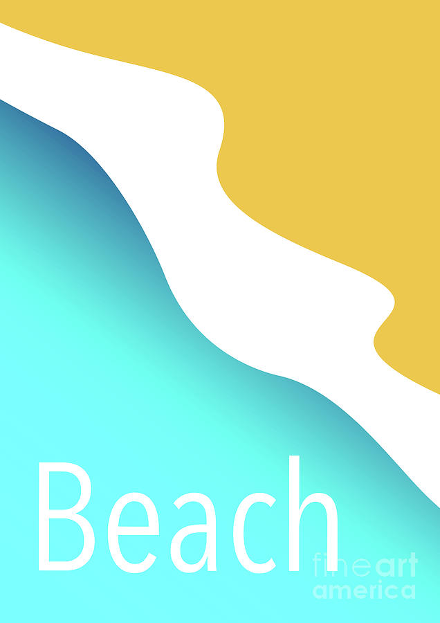 Beach with Text Minimalist Design Digital Art by Barefoot Bodeez Art