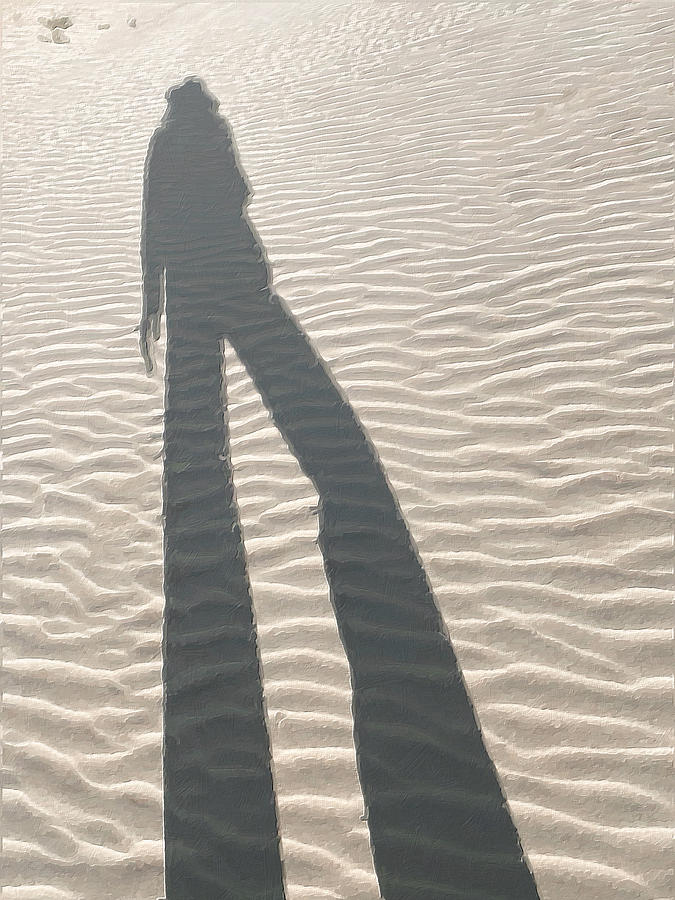 Beach Woman Shadow Desert Sea Landscape Painting