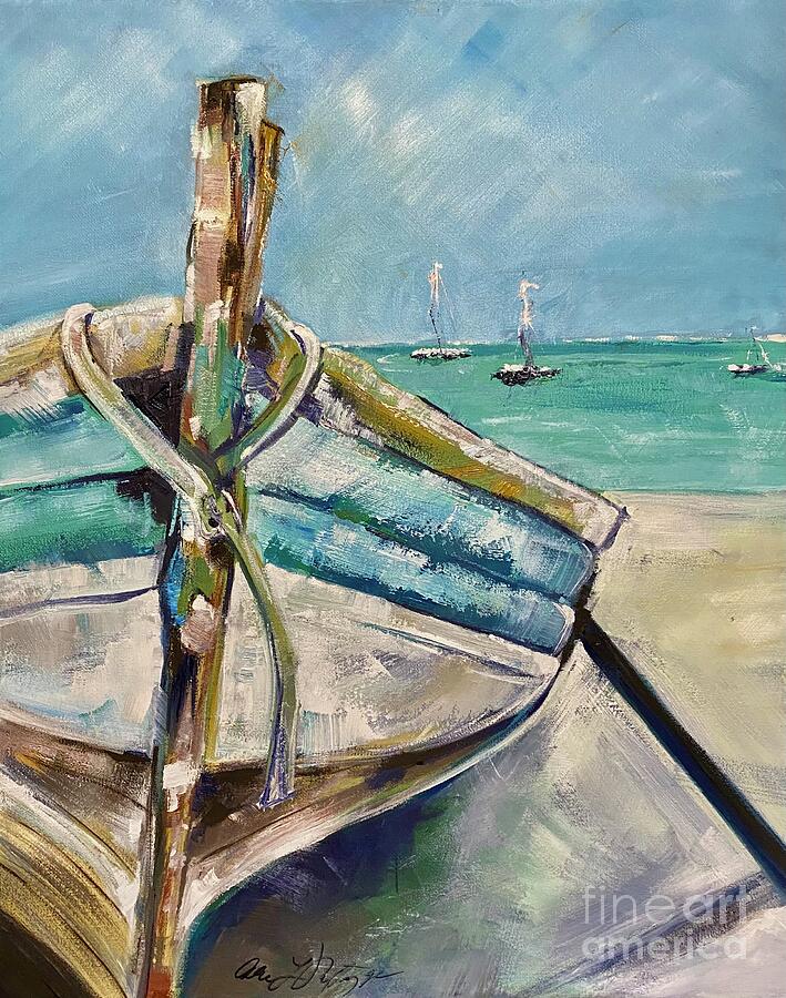 Dinghy Painting - Beached by Alan Metzger