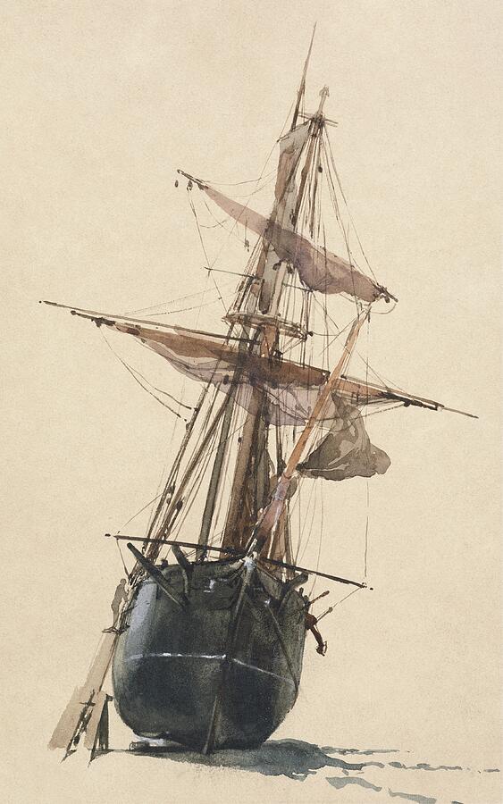 Thomas Miles Richardson Painting - Beached Fishing Vessel by Thomas Miles Richardson