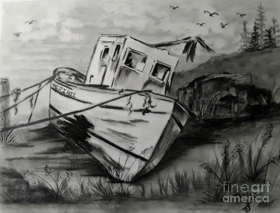 Beached Drawing by Terri Mills