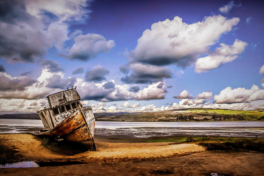 Boat Photograph - Beached Weathered Boat by Garry Gay