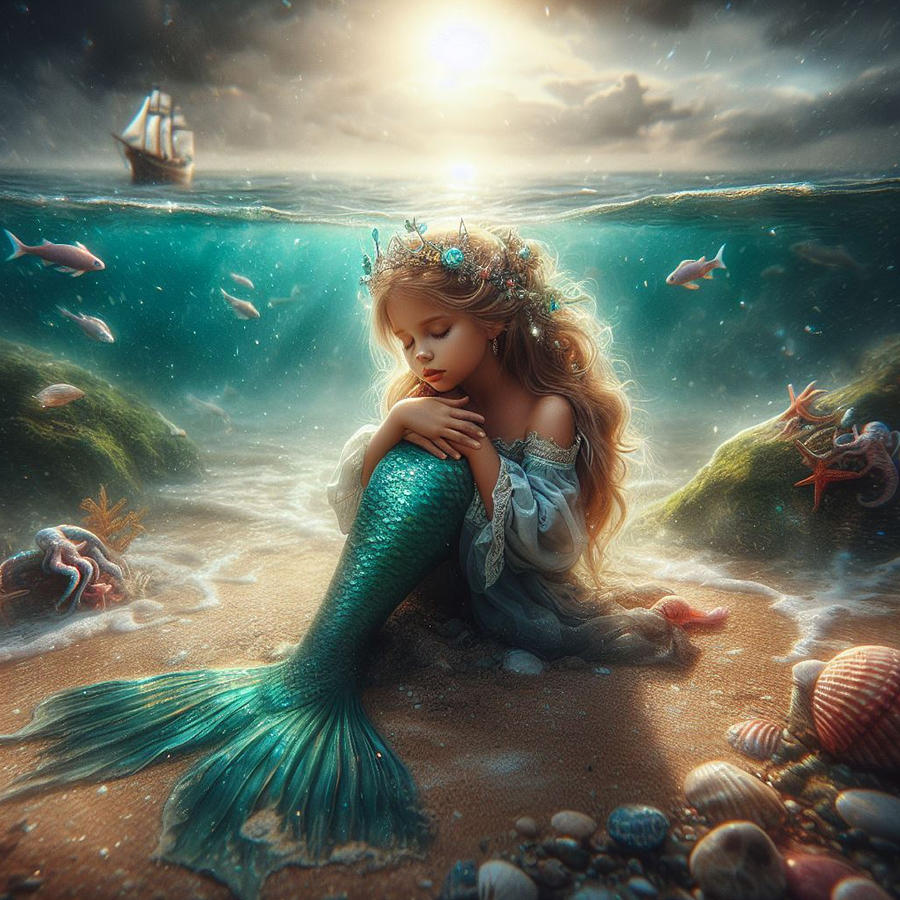 Beachside Little Mermaid Digital Art by Eve Designs - Fine Art America