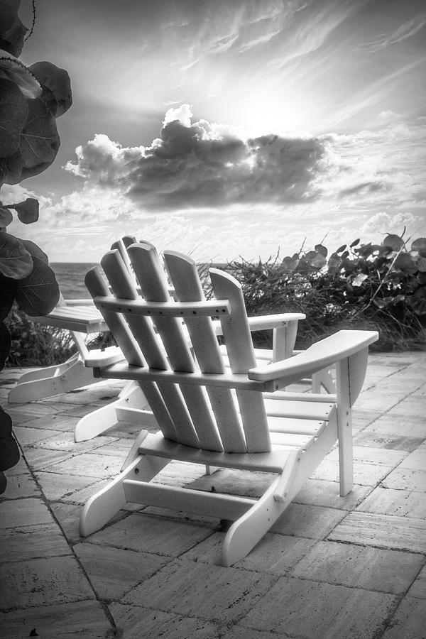 Beachtime Glow in  Black and White Photograph by Debra and Dave Vanderlaan