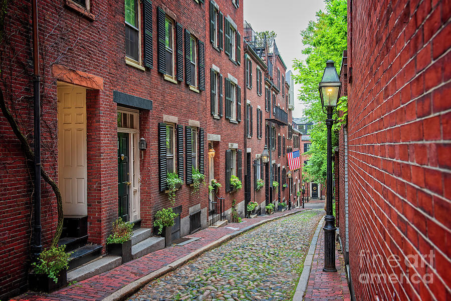 Boston Photograph - Beacon Hill - Acorn Street by Charles Dobbs