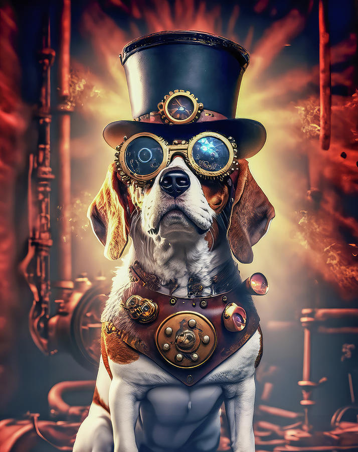Halloween Photograph - Beagle - AI Generated - Steampunked by Steve Rich