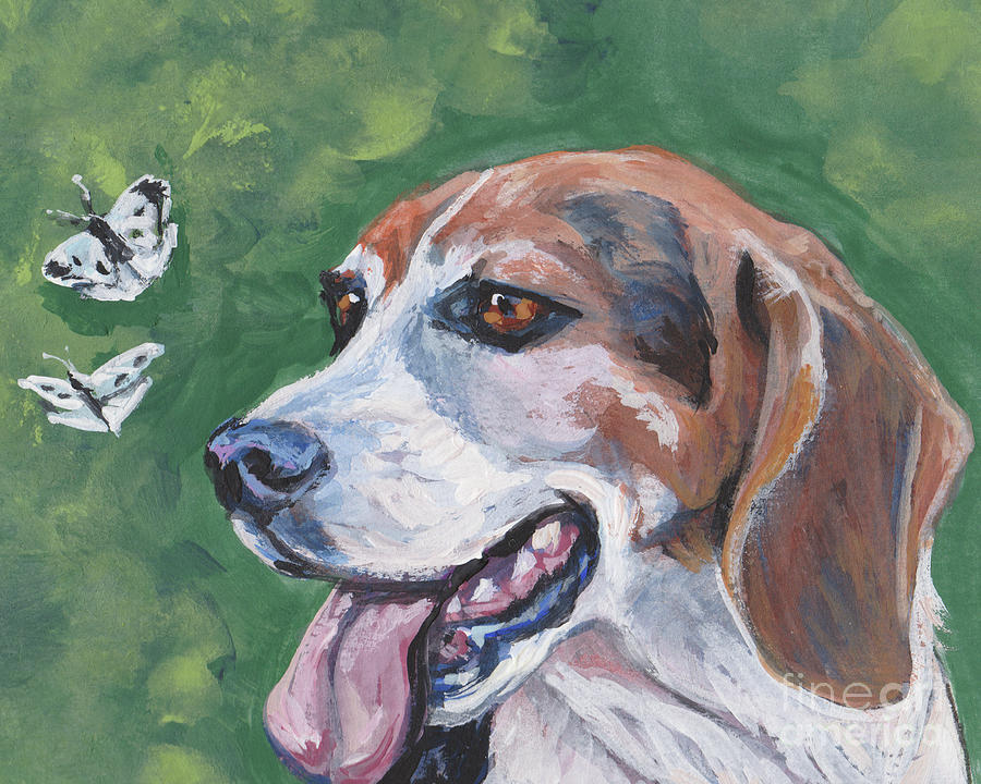 Beagle and Butterflies Painting by Lee Ann Shepard