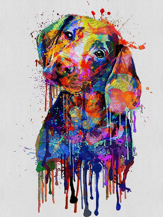 Beagle Dog Funny Beagle Dog Face Watercolor Art Beagles Digital Art by ...