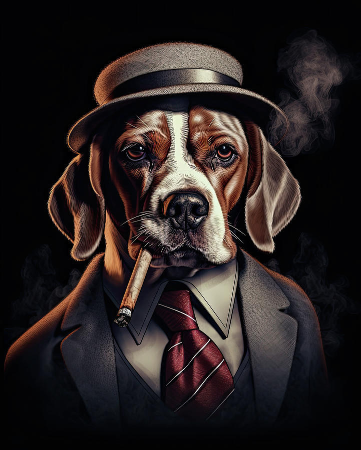 Beagle Dog in a Gangster Suit Digital Art by Artwoof Prints - Fine Art ...