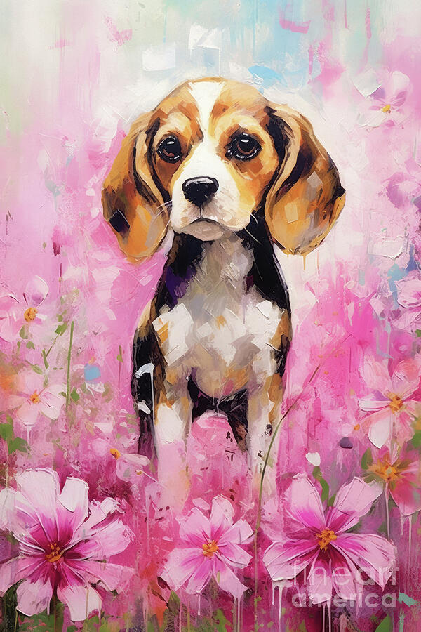 Dog Painting - Beagle In The Daisies by Tina LeCour