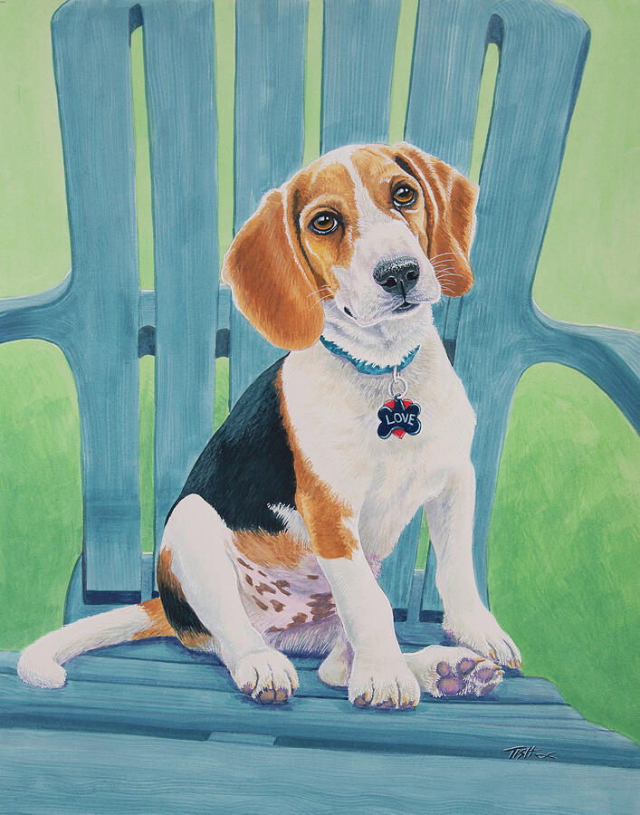 Beagle Love Painting by Tish Wynne