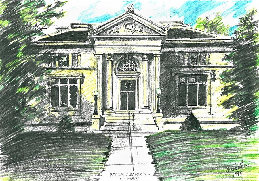 Beals Memorial Library Drawing by Mark Lore