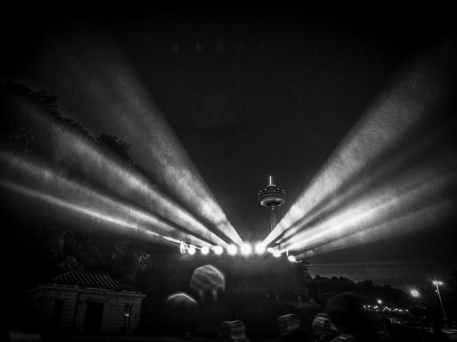 Beams of Light at Niagara Falls 261BW Photograph by James C Richardson