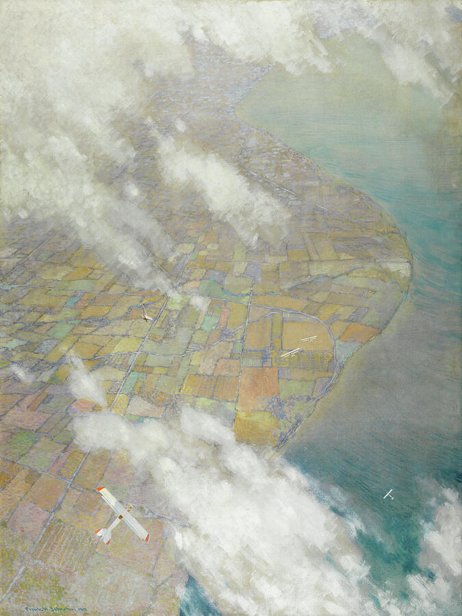 Beamsville, Ontario, Canada - Aerial landscape with a biplane by Frank Johnston Painting by Franz Frank Hans Johnston Beamsville, Ontario, Canada - Aerial landscape with a biplane by Frank Johnston Painting by Franz Frank Hans Johnston